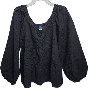 OLD NAVY Tiered Seersucker Long-Sleeve Swing Top